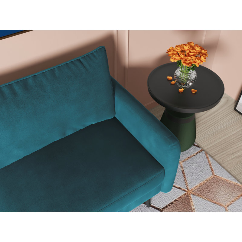 Elle-Jade Velvet Loveseat, Prussian Blue Velvet, 33" H x 58" W x 30" D