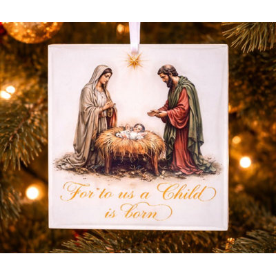 3.5 " Glass Nativity Ornament