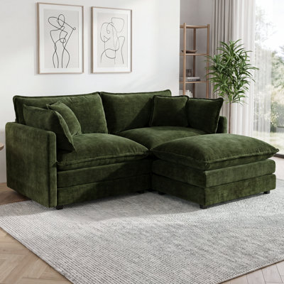 Canapé modulaire en L avec repose-pieds Chenille - causeuse modulaire pour petits salons