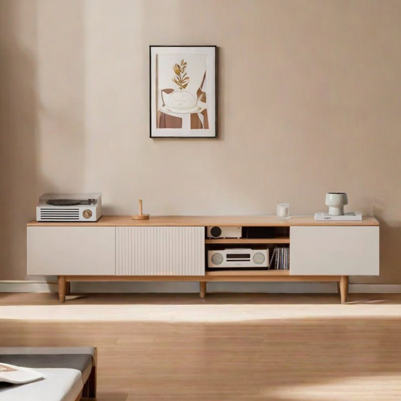 Log style simple solid wood TV cabinet