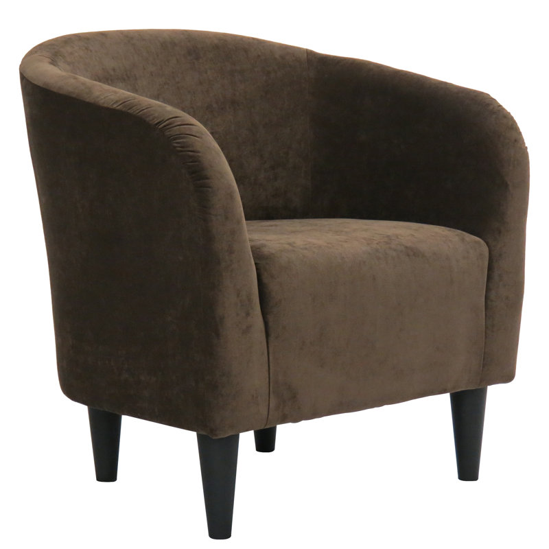 Fauteuil demi-tonneau de 29,50 po de largeur, Velours brun Elizabeth Godiva