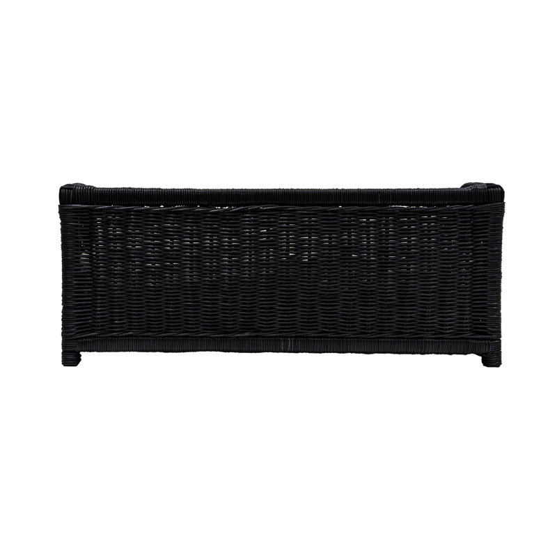 Poppy Black Rattan Small Pet Bed with Gray Cushion