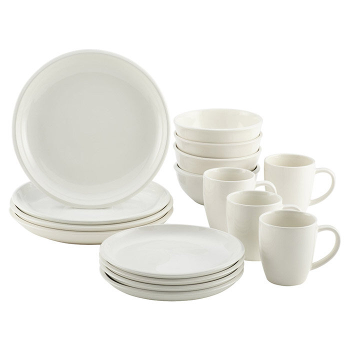 Rise 16 Piece Dinnerware Set, White