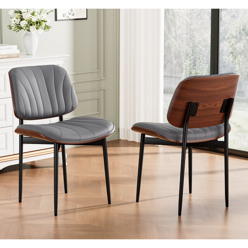 Faux Leather Dining Chairs Set of 2, Mid-Century Modern Upholstered Side Chairs with Wood Frame for Dining Rooms,Kitchens,Living rooms