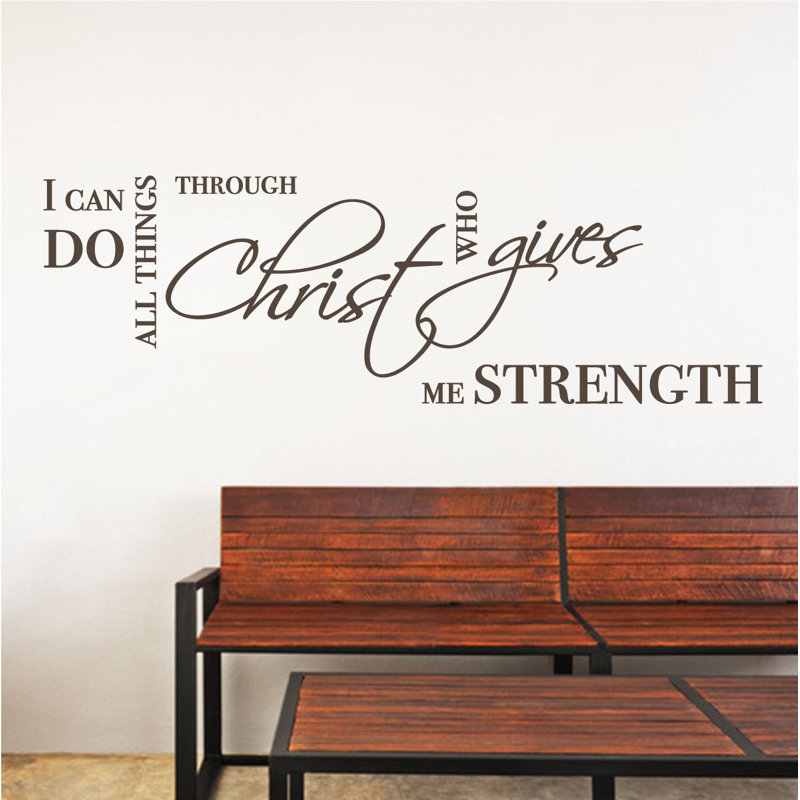 Décalcomanie murale "i can do all things" biblique quot, Brun, H 9 po x l 36 po x P 0,01 po