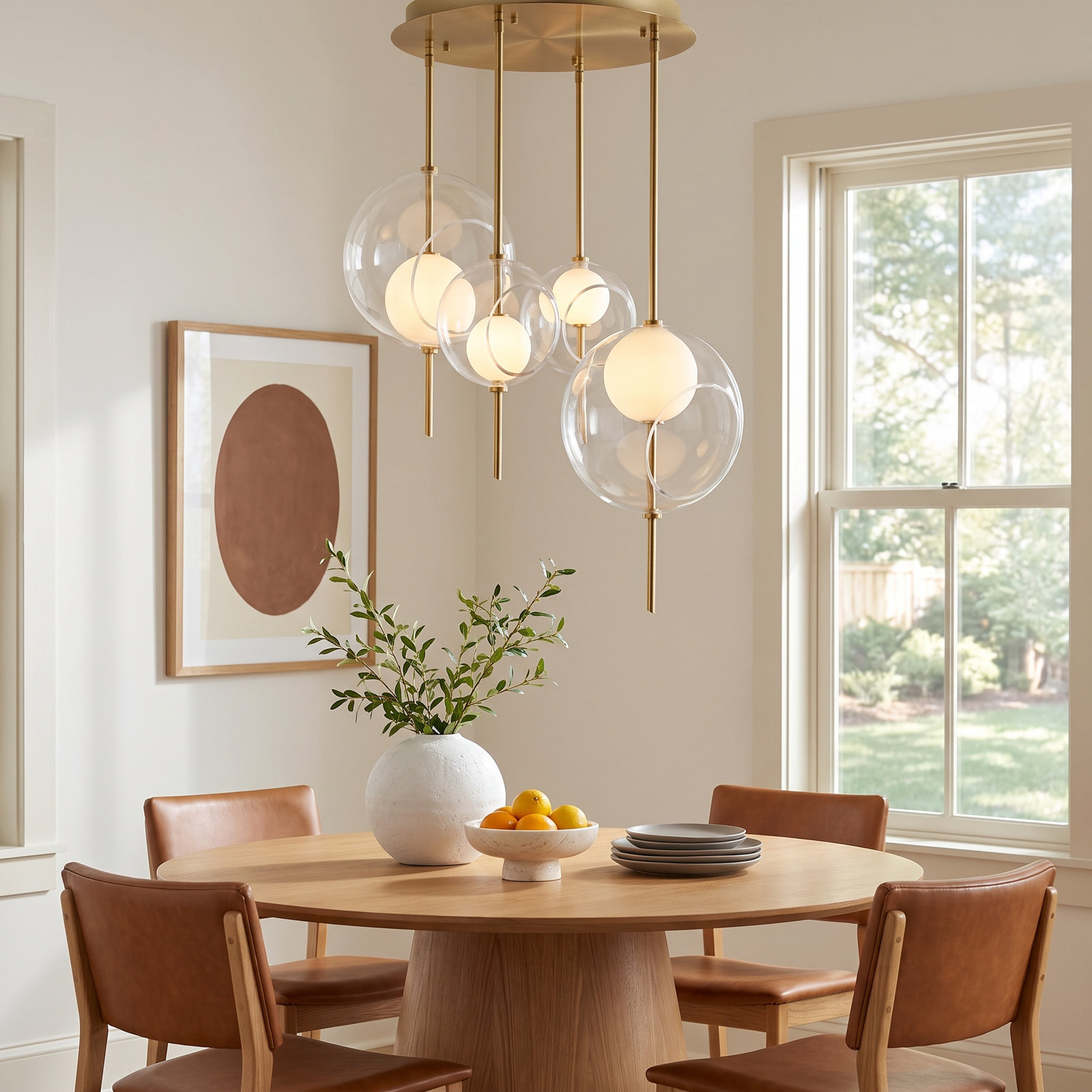 Shipshewana 4 Light Glass Steel Dimmable LED Pendant