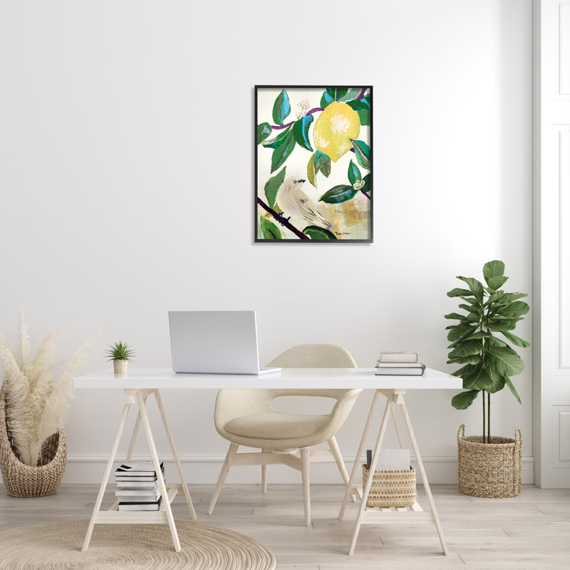 Citron jaune vif, H 30 po x l 24 po x P 1,5 po, Giclée encadrée noir minuit