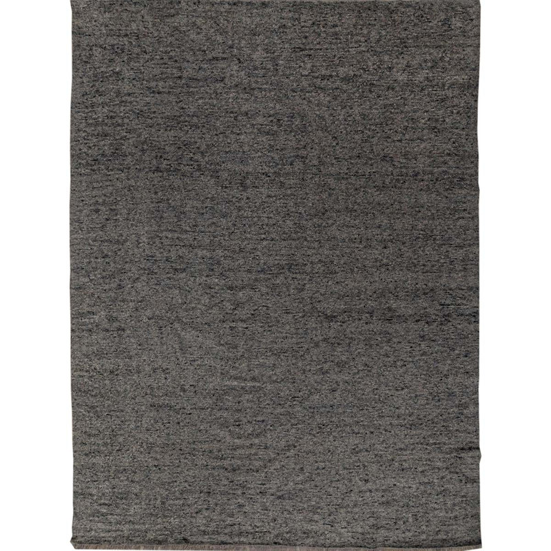 Tapis gris foncé en laine noué à la main, Rectangle 12 pi x 15 pi