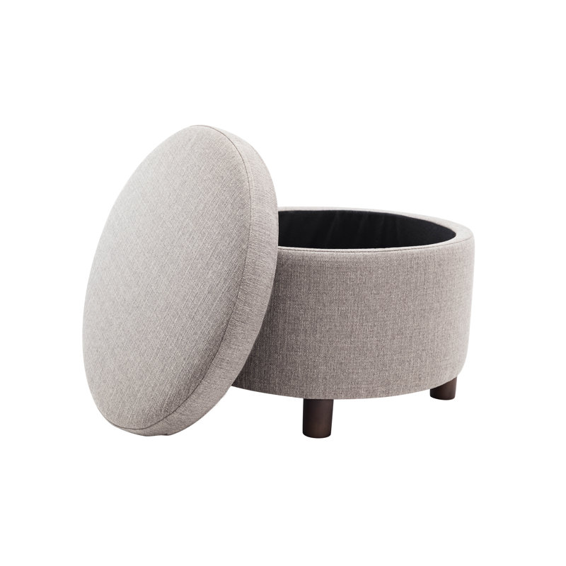 Repose-pieds rond de 24 po avec rangement, Polyester gris