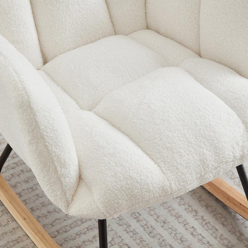 Chaise berçante rembourrée Teddy, Ivoire ivoire