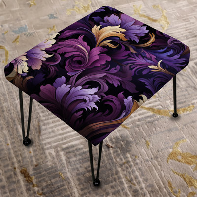 Deep Purple Royal Ragdolls - Paisley Rectangle Ottoman by Design Art