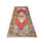 Tapis de couloir unique en laine noué à la main des années 1960 de 3 pi 9 po x 9 pi 4 po en rouge / mauve / vert