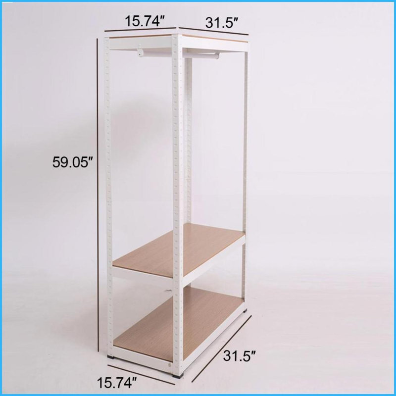Support à vêtements autoportant robuste avec tablette réglable Tige suspendue | Blanc | Métal