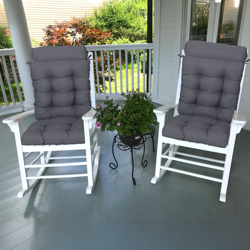 Outdoor High Back Chair Cushion Set, Dark Gray