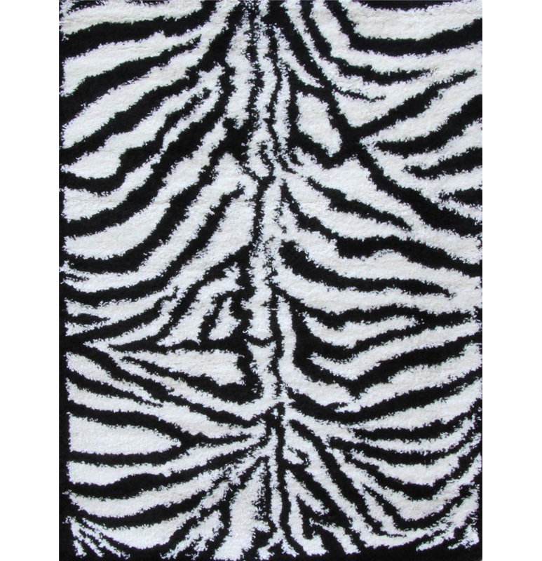 Tobis moderne Shag Zebra blanc tapis