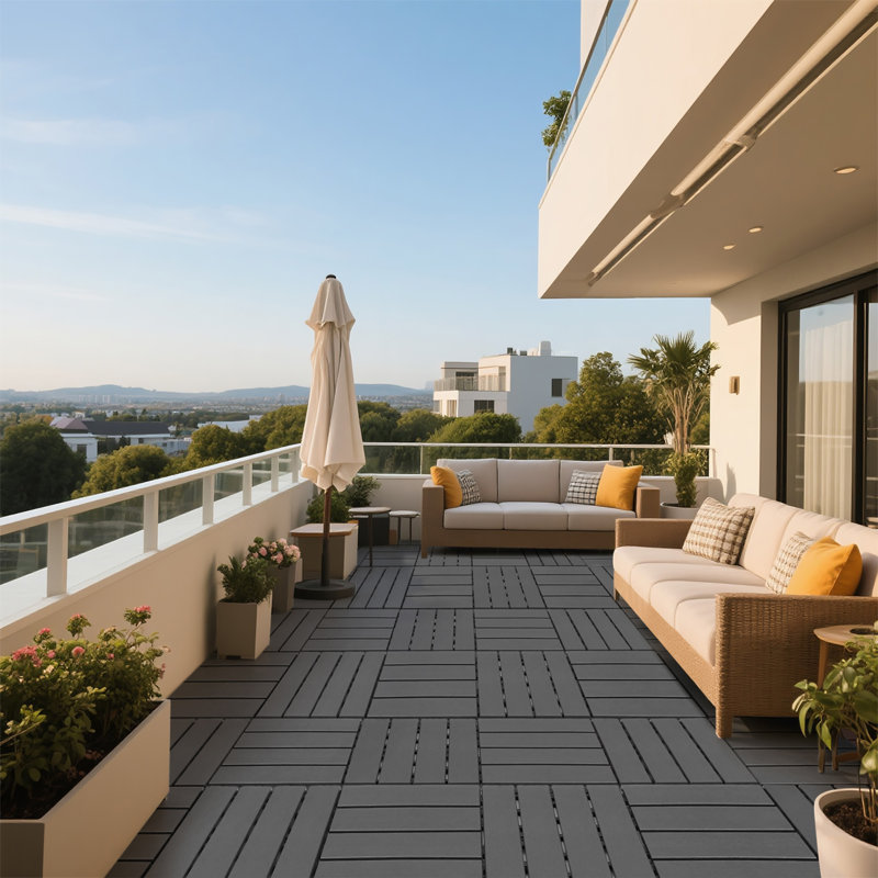 Carreaux de terrasse en plastique emboîtables, Gris foncé