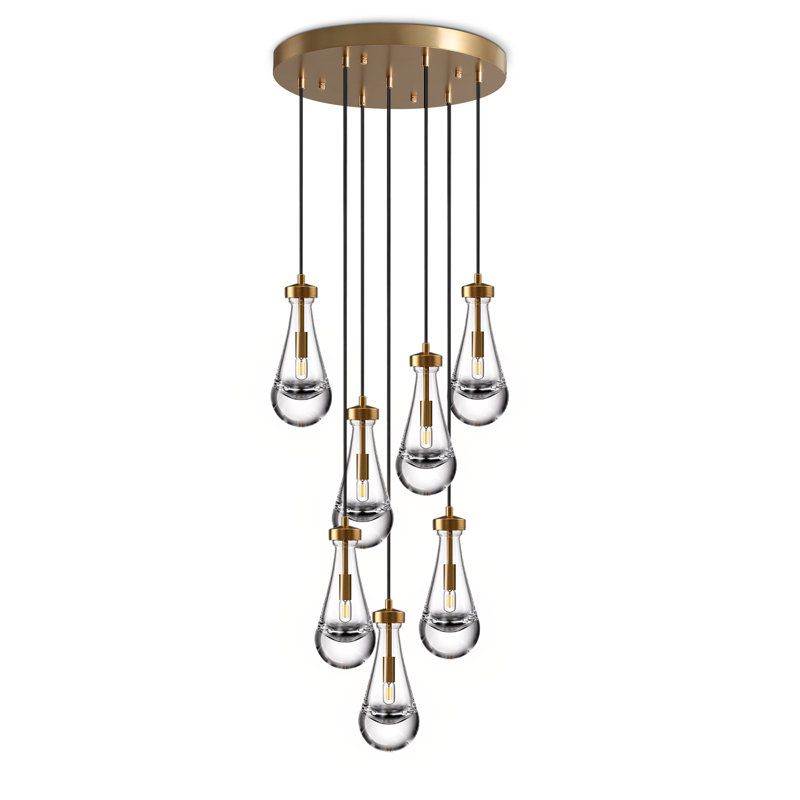 Luminaire suspendu 7 lumières Raindrop, Bronze