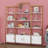 4-Tier Bookcase Modern Open Bookshelf, Display Shelf Storage Organizer With Storage Cabinets & Back X Bar Gold Frame