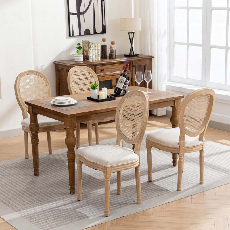 Chaise de salle à manger en bois massif, Beige