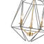 Lustre en forme de cage géométrique moderne 16,14 po, 3 lumières réglables noires et dorées, plafonnier industriel à structure ouverte pour le vestibule de l'îlot de cuisine, répertorié ETL-1521409886