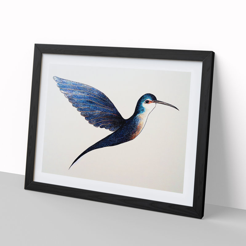 Swallow Bird - Single Picture Frame Print, Black Framed, 46cm H x 64cm W x 2cm D