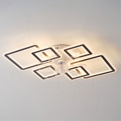 Ventilateur de plafond noir 33 "avec lumières et télécommande, à intensité variable avec télécommande 7 pales 6 vitesses de vent