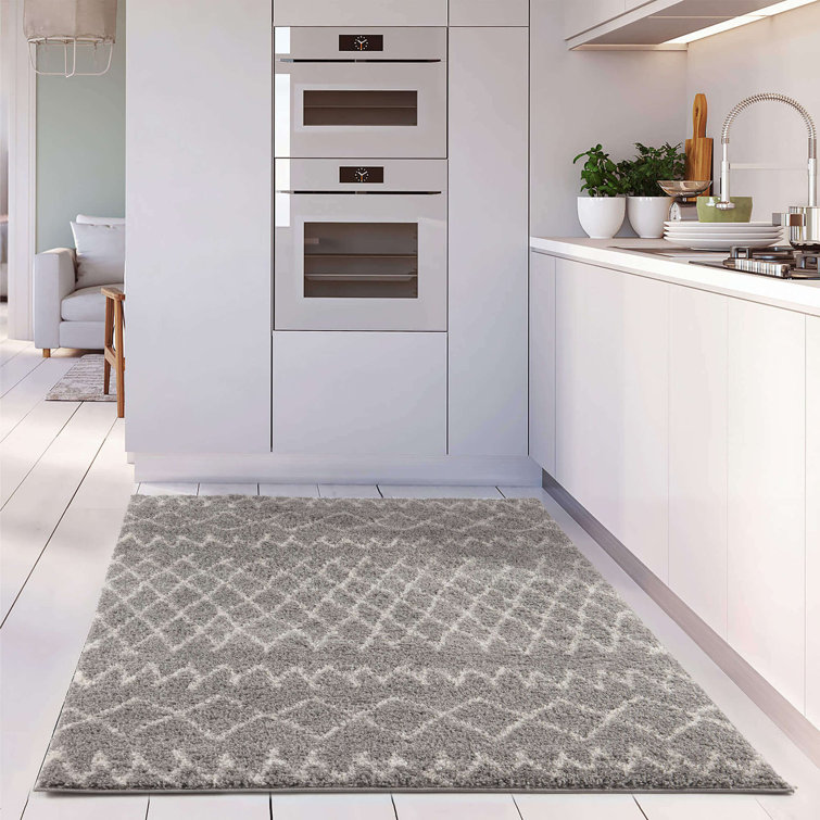 Moroccan Shaggy Collection Rugs Moroccan Design in Grey/Ivory