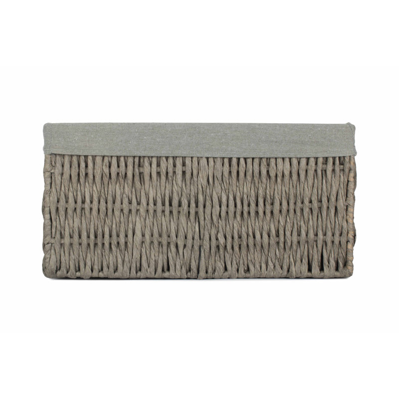 Wicker Paper Rope Storage Basket with Lining, Grey Basket/Grey Lining, 20cm H x 37cm W x 25cm D