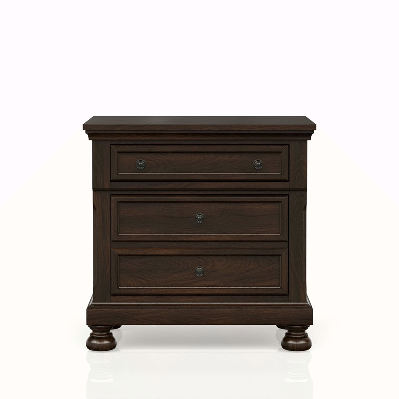 Dark Cherry Nightstand Two Drawer