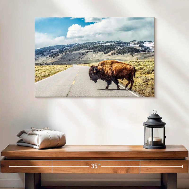 American Bison Crossing, 16" H x 24" W