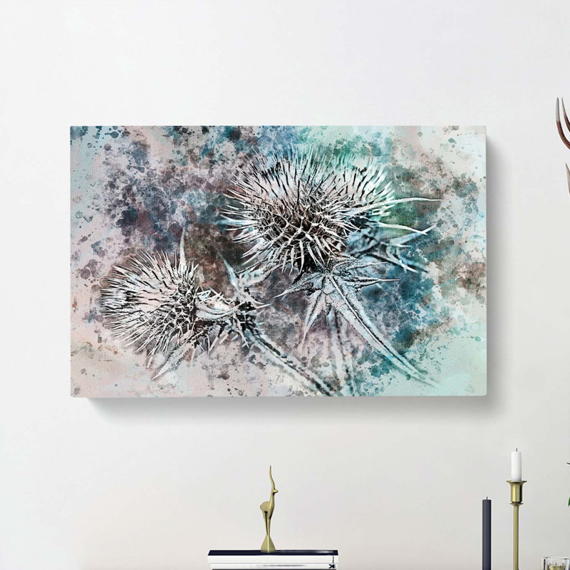 Thistle Flower in Abstract - Wrapped Canvas, 60cm H x 91cm W x 3cm D