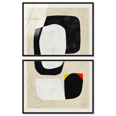 Ensemble d'art bohème minimaliste « Équilibre cinétique » encadré sur acrylique par Art Remedy, cadre noir, 44 x 33