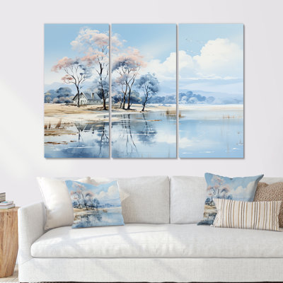 Ensemble d'art mural sur toile Lakeside Nature Serenity I - Lakes Lakehouse