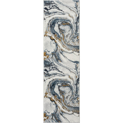 Gangleri Blue Gold Marble Area Rug