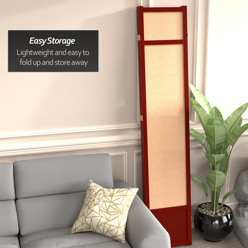 83.5" x 86" Jute Shoji 6 Panel Room Divider, Rosewood, 3 Panel