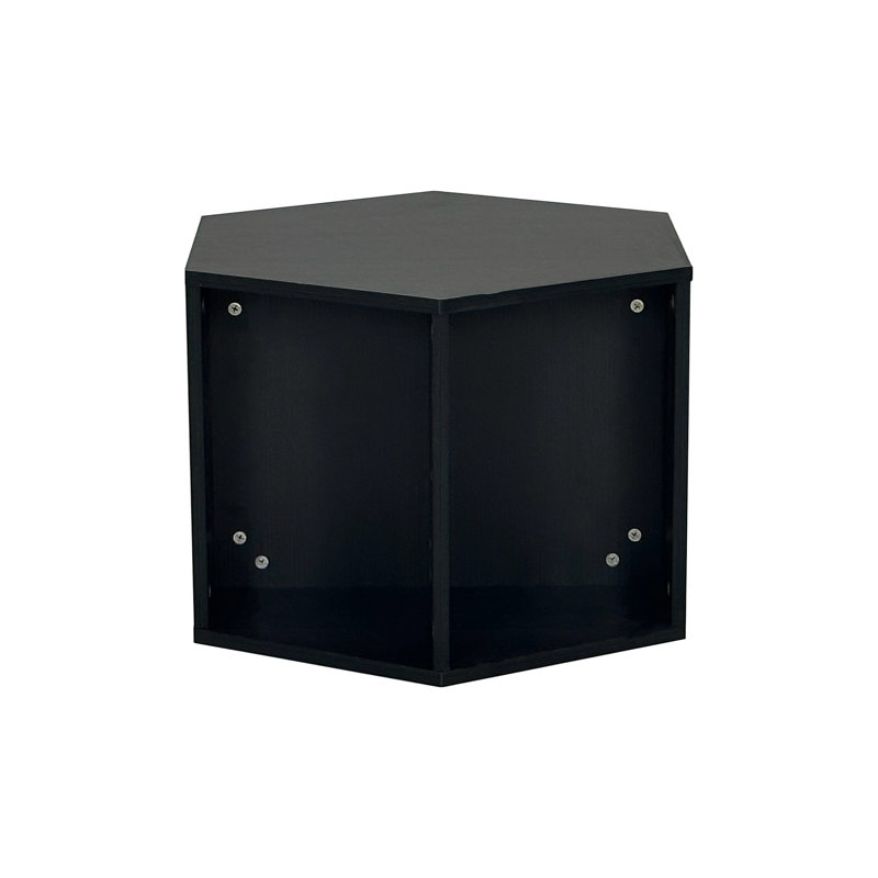Hexagonal Coffee Table With Shelf, Black Brown