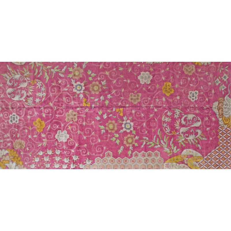 Hand Knotted Wool Area Rug in Pink