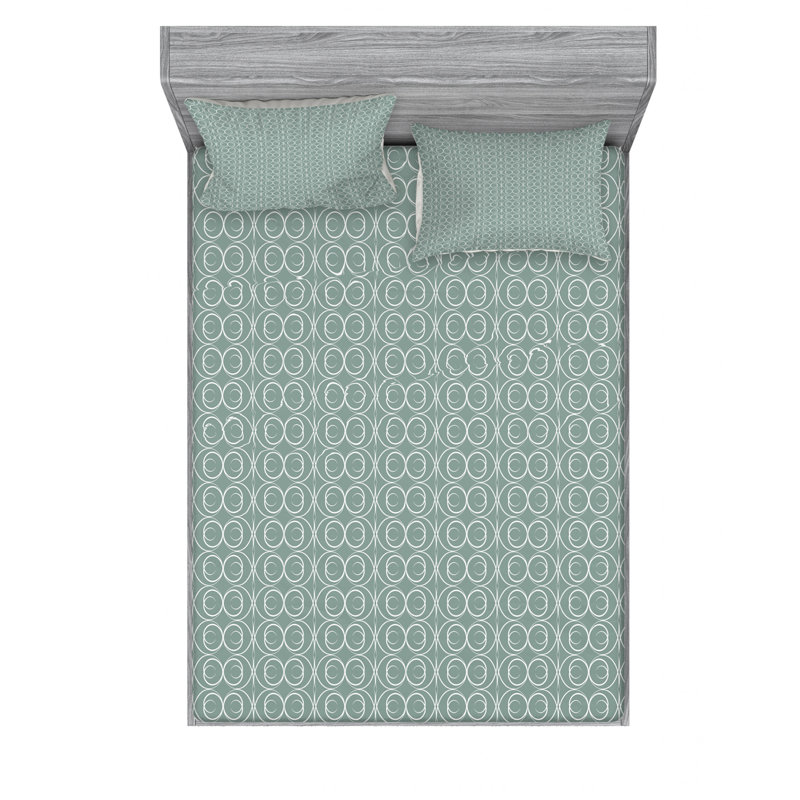 Microfiber Geometric Sheet Set, Queen Sheet Set with Fitted Sheet