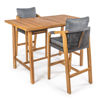 Selenia Solid Wood Bar Set with Stools by Arlmont & Co.