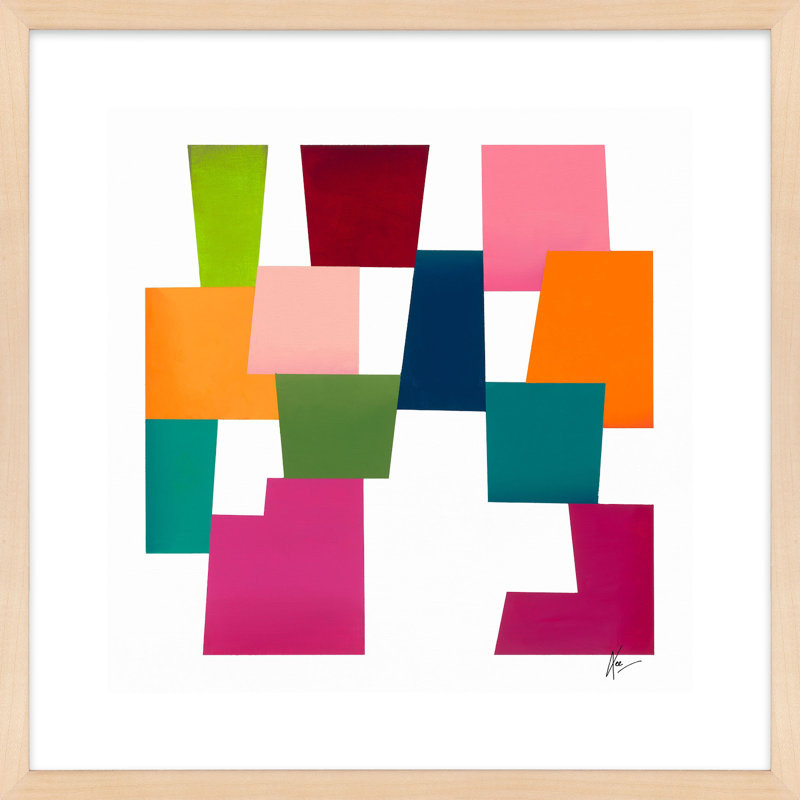 «Color Blocks» par Lee Lessem - Art mural encadré, Encadrement brun, H 24 po x l 24 po x P 1,25 po