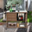 Outdoor Wicker Bar Cart With Wheels & Glass Top, Rolling Beverage Serving Table – Patio, Garden, Poolside