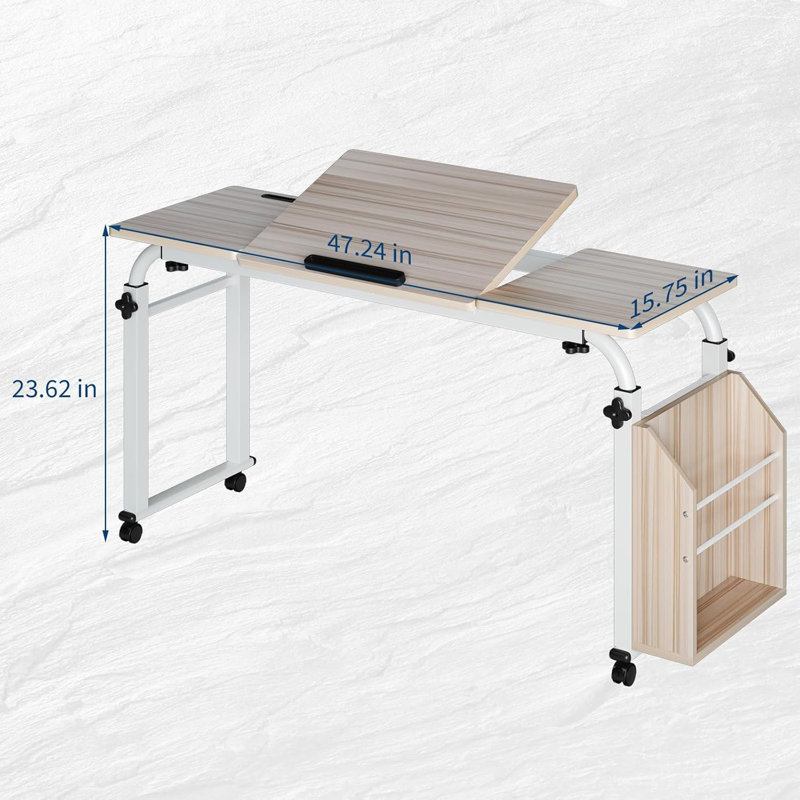 Adjustable Metal Base Computer Desk, Beige/White, 60cm H x 119.9cm W x 40cm D