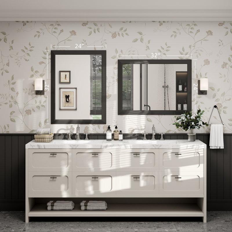Miroir de meuble-lavabo mural Molly, 32 po x 24 po, Noir