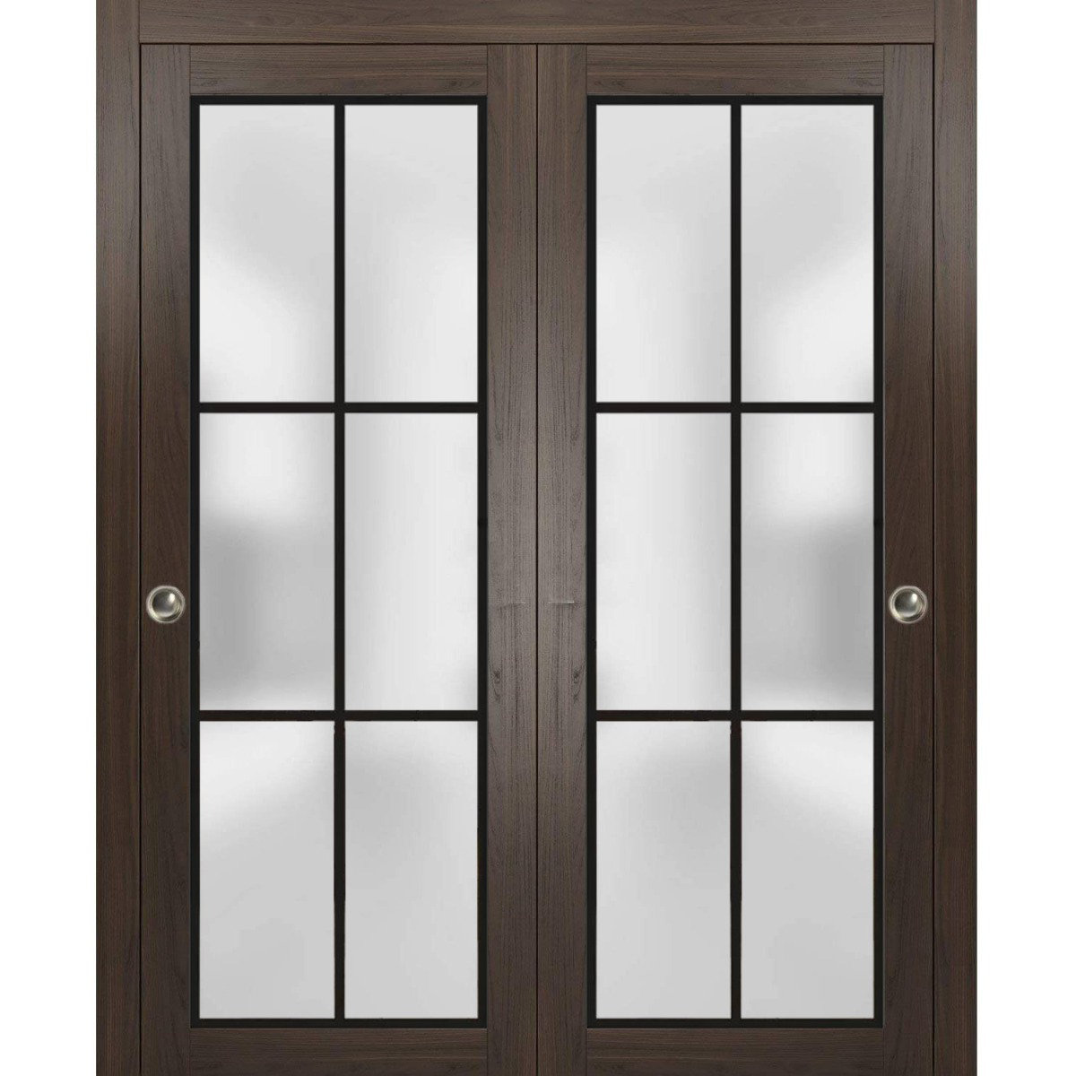 SARTODOORS Sliding Closet Bypass Doors With Hardware | Planum 2122 With Frosted Glass | Sturdy Rails Moldings Trims Hardware Set... 