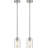 Farmhouse Brushed Nickel Pendant Lights, Mini Hanging Light Fixture with Clear Glass Shade, Adjustable Rods for Kitchen Island, Sink, Bar (2 Pack)