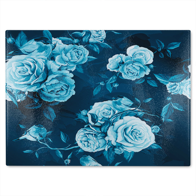 Winter Roses Glass Chopping Board, 40cm L x 28cm W