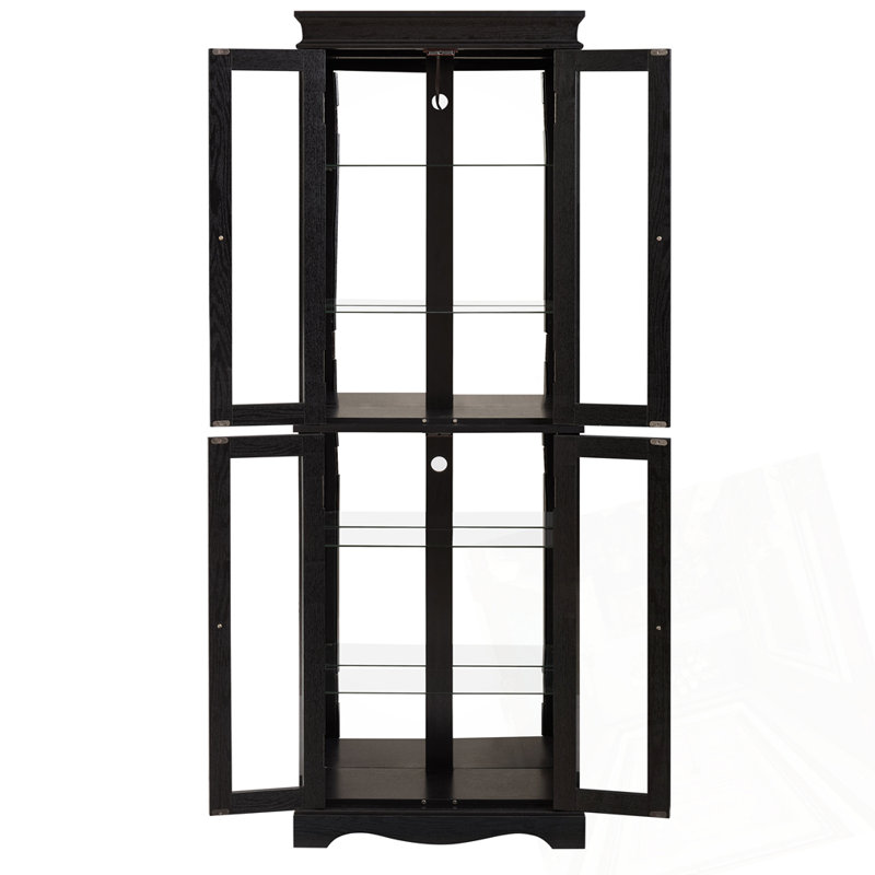 Glass Display Shelf with Tempered Glass Doors