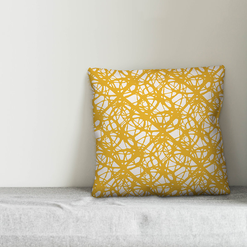 Coussin Dash, 16 po x 1 po, Jaune, motif géométrique 2