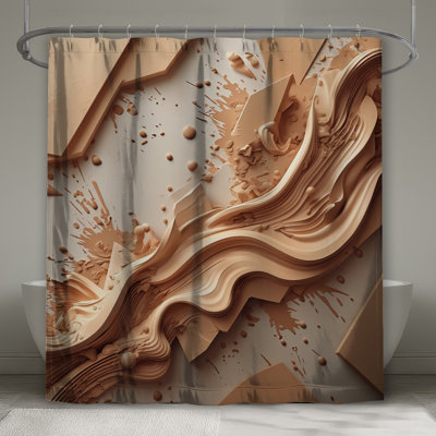 Beige Abstract Texture Shower Curtains Extra Long