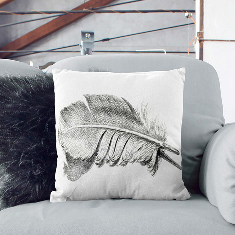 Feather by Jean Bernard Cushion with Filling, White, 40cm H x 40cm W x 15cm D